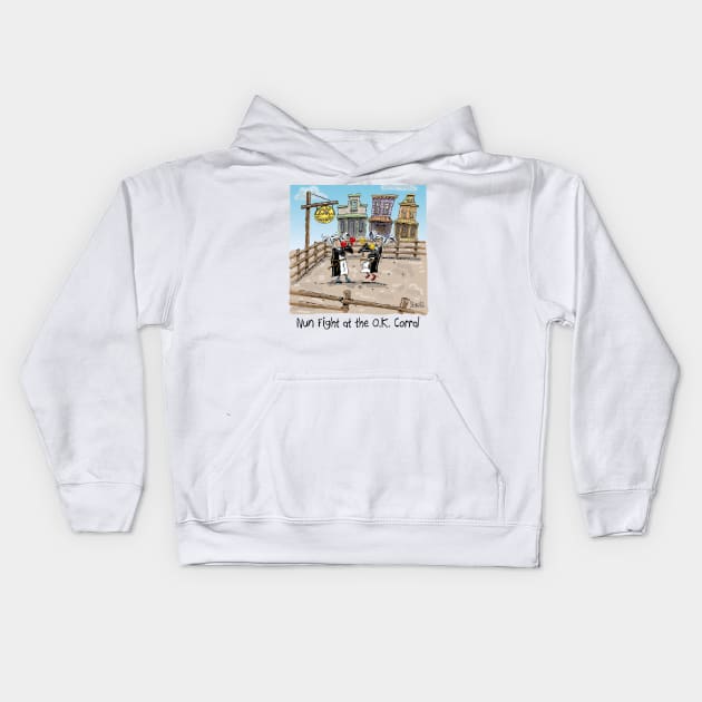 NUN FIGHT at the OK Corral Kids Hoodie by macccc8